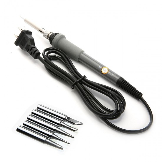 110V Adjustable Electric Temperature Welding Solder Iron Tool Solder with 5Pcs Tips