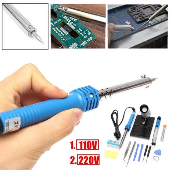 14 in1 110V/220V 60W EU Plug Electric Soldering Iron Starter Tool Kit Set