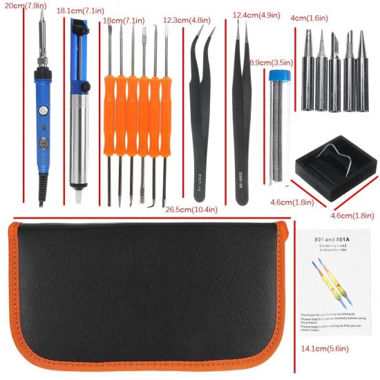 17PCS Electric Soldering Iron Tool Kit 60W Control Welding Station Tip Case 17PCS Electric Soldering Iron Tool Kit 60W Control Welding Station Tip Case