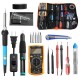 18 in 1 110V 60W Solder Iron Tools Kit Digital Multimeter with 5Pcs Solder Iron Tips Screwdriver Tweezers Plier Desoldering Pump Welding Repair Tools