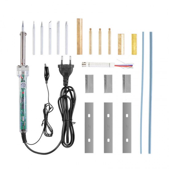 19Pcs 220V Adjustable Solder Iron 60W All Copper Extrusion Head with Hot Strip LCD Line Maintenance Tools EU Plug 19Pcs 220V Adjustable Solder Iron 60W All Copper Extrusion Head with Hot Strip LCD Line Maintenance Tools EU Plug