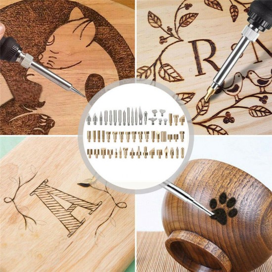 28PCS Durable Stencil Carving Art Pen Brass Tips Soldering Iron Tools Set Pyrography Kit Wood Burning Marking