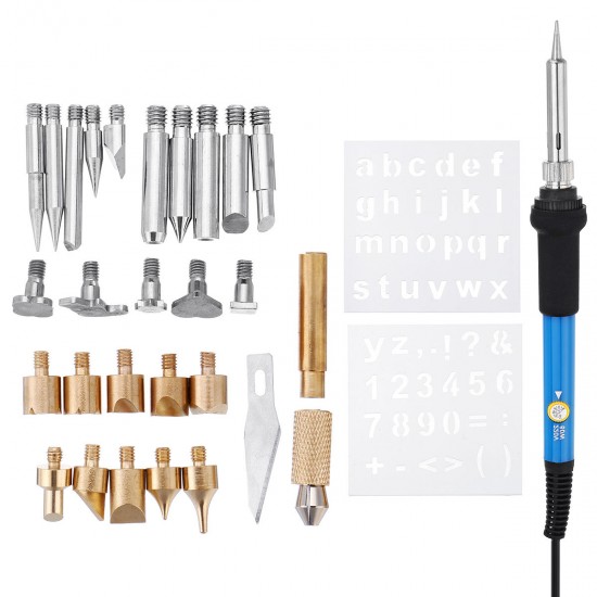 28Pcs 220V 60W Wood Burning Pen Soldering Tools Craft Set Pyrography Kit Tips