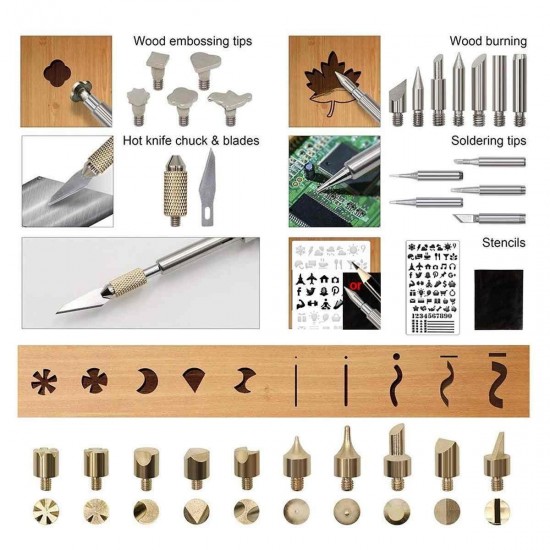 29Pcs 110V Wood Burning Pen Set Stencil Soldering Iron Tools Kit Pyrography Craft New Digital Engraving Soldering Iron Set