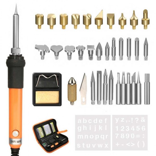 36Pcs Wood Burning & Soldering Iron Kit Magic Soldering Pyrography Tools Set