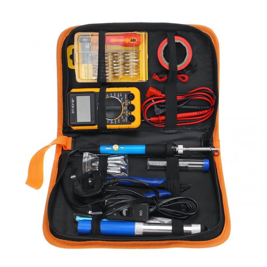 379Pcs 60W Electric Solder Iron Kit Welding Tool Solder Repair Screwdriver Plier Multimeter