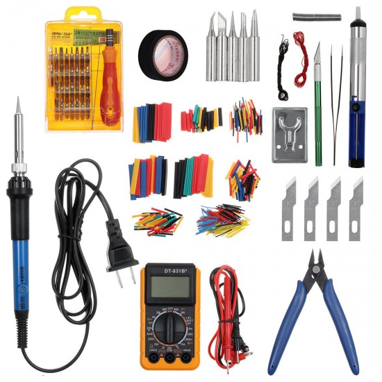 379Pcs/Set 60W Electric Soldering Tool Kit 110V Welding Desoldering Pump Set 379Pcs/Set 60W Electric Soldering Tool Kit 110V Welding Desoldering Pump Set