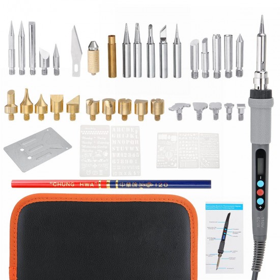 52Pcs Digital Engraving Soldering Iron Tools Set Constant Temperature Electric Soldering Iron set Soldering Stencil Iron Craft Pyrography Kit