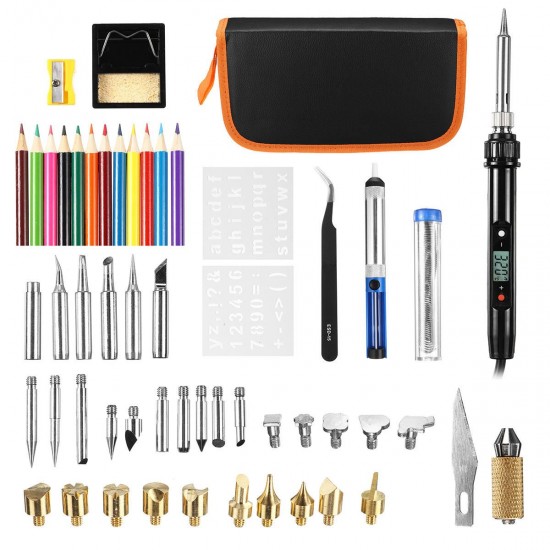 54Pcs 60W Electric Adjustable Wood Burning Pen Solder Iron Carft Pyrography Tool Kit