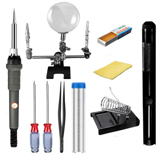 60W 110V/220V 10 in 1 Electric Soldering Iron Kit Soldering Sucker Magnifying Glass 60W 110V/220V 10 in 1 Electric Soldering Iron Kit Soldering Sucker Magnifying Glass