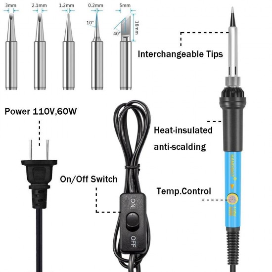 60W 220V Adjustable Temperature Soldering Iron Tools Kit with Desoldering Pump Soldering Iron Stand