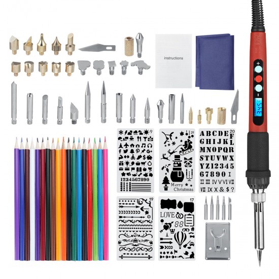 60W Electric DIY Wood Burning LED Pen Soldering Iron Carft Pyrography Kit Tool 60W Electric DIY Wood Burning LED Pen Soldering Iron Carft Pyrography Kit Tool