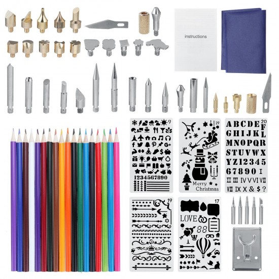 60W Electric DIY Wood Burning LED Pen Soldering Iron Carft Pyrography Kit Tool 60W Electric DIY Wood Burning LED Pen Soldering Iron Carft Pyrography Kit Tool