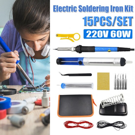 60W Electric Soldering Iron Kit Solder Welding Tool Stand Adjustable Temperature