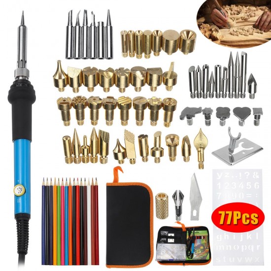 77Pcs Electric Soldering Iron Tools Kit 60W Temperature Control Welding Station Tip Case