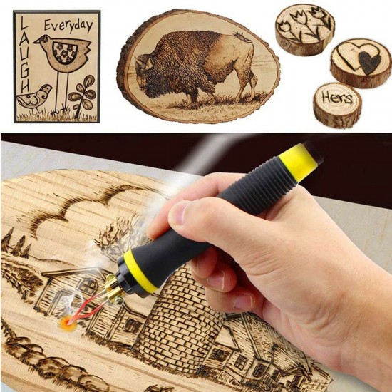 Adjustable Temperature Wood Burning Machine Burner Pyrography Pen Crafts Tool Set With Welding Wire Adjustable Temperature Wood Burning Machine Burner Pyrography Pen Crafts Tool Set With Welding Wire