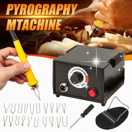 Adjustable Temperature Wood Burning Machine Burner Pyrography Pen Crafts Tool Set With Welding Wire