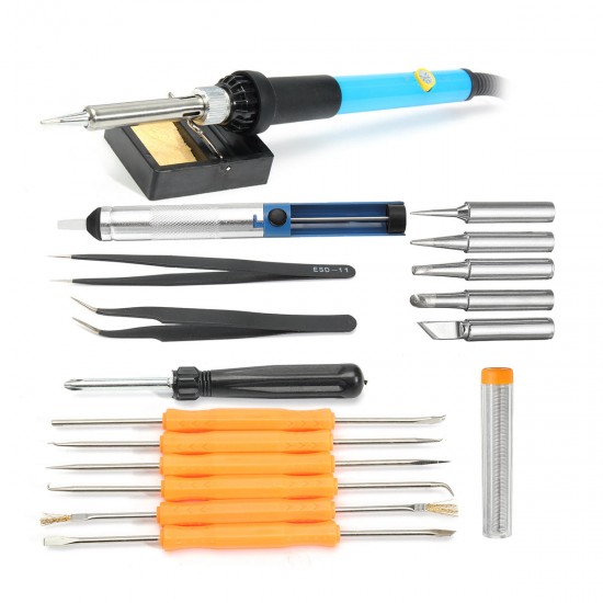 Professional 110V/220V 60W Adjustable Temperature Welding Solder Soldering Iron Tool Kit