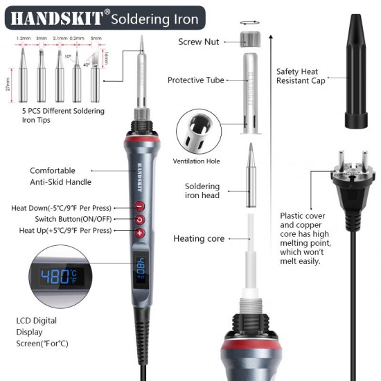 90W LED Digital Soldering Iron Kit 110V/220V Adjust Temperature Electrical Soldering Iron 4 Wire Core Welding Tools 90W LED Digital Soldering Iron Kit 110V/220V Adjust Temperature Electrical Soldering Iron 4 Wire Core Welding Tools
