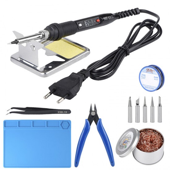 908S 80W Soldering Iron 220V 110V Temperature Adjustable LCD Soldering Iron Kit ESD Insulation Working Mat Soldering Station
