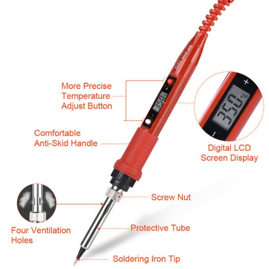 908S 80W Soldering Iron 220V 110V Temperature Adjustable LCD Soldering Iron Kit ESD Insulation Working Mat Soldering Station