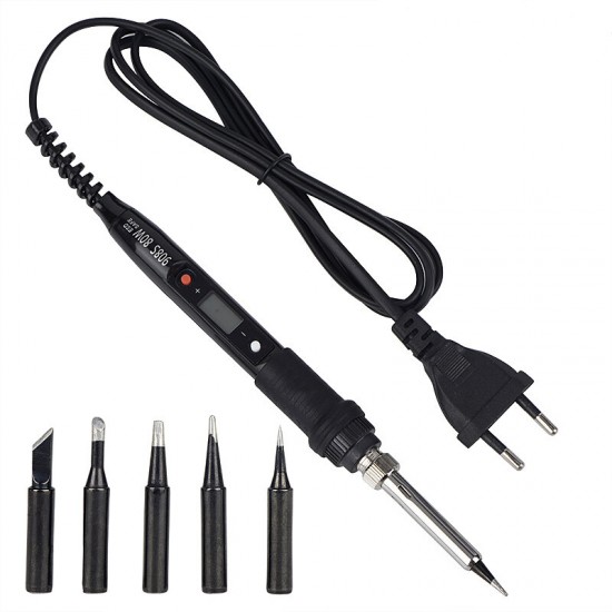 908S 80W Soldering Iron Tool Kit 110V 220V Temperature Adjustable Welding Solder Tools Soldering Iron Kit Pure Copper Tips Ceramic Heater