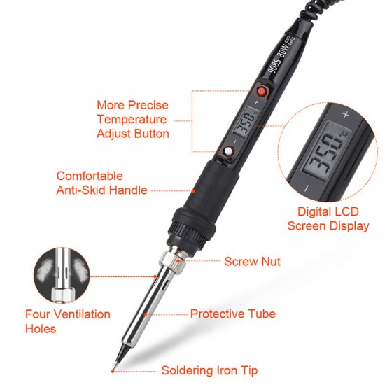 908S 80W Soldering Iron Tool Kit 110V 220V Temperature Adjustable Welding Solder Tools Soldering Iron Kit Pure Copper Tips Ceramic Heater 908S 80W Soldering Iron Tool Kit 110V 220V Temperature Adjustable Welding Solder Tools Soldering Iron Kit Pure Copper Tips Ceramic Heater