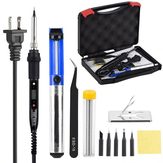 JCD 908S 80W Soldering Iron Tool Kit Adjustable Temperature 110V 220V LCD Solder Welding Tools Ceramic Heater Soldering Tips Desoldering Pump 180~500°