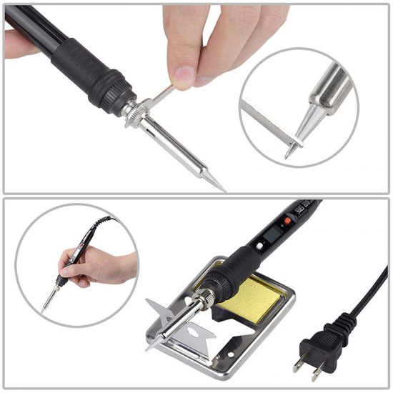 JCD 908S 80W Soldering Iron Tool Kit Adjustable Temperature 110V 220V LCD Solder Welding Tools Ceramic Heater Soldering Tips Desoldering Pump 180~500°