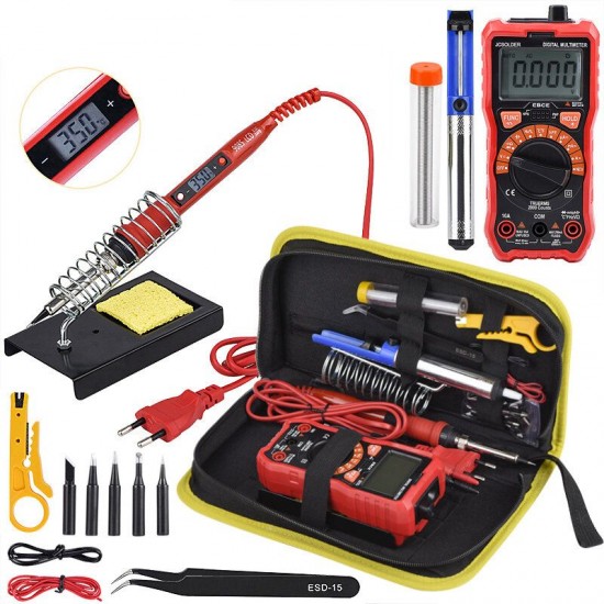 908S 80W Soldering Welding Iron kits 110V 220V Adjustable Temperature Digital Multimeter Auto Ranging LCD Solder Iron Tips Welding Rework Tools