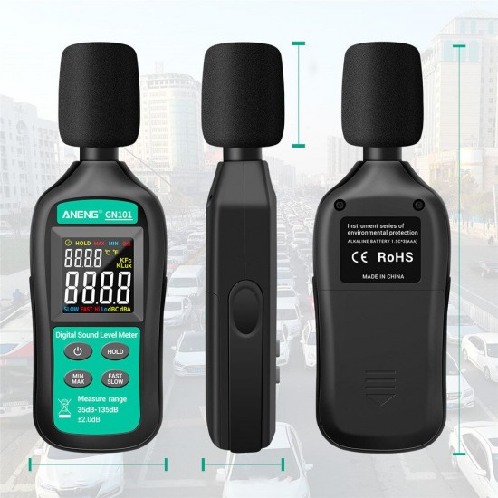 GN101 Digital Noise Meter Measurement 35-135db Intelligent Sound Level Meter Decibel Monitor Logger Diagnostic-Tool