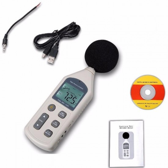 GM1356 Digital USB Noise Meter Sound Level Meter Decibel Meter 30-130dB A/C FAST/SLOW dB + Software with Carry Box