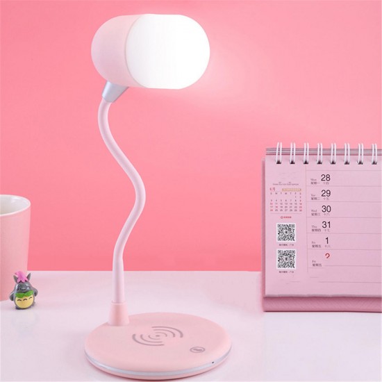 4 in 1 LED Desk Lamp Wireless Charging 3 Mode Touch Headset With bluetooth HD Music Speaker