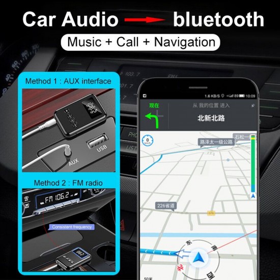 9 IN 1 bluetooth 5.0 Adapter bluetooth Receiver and Transmitter FM Radio Music Player Audio Adapter for Music Streaming Sound System
