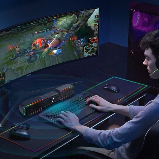 Computer Game Speaker PC Speaker Gaming Wired Desktop Computer Sound Bar with Stereo Sound Colorful LED Light Computer Game Speaker PC Speaker Gaming Wired Desktop Computer Sound Bar with Stereo Sound Colorful LED Light
