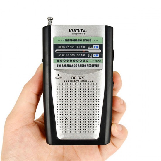 BC-R20 Pocket Manual Multi-function Dual Band AM FM Receiver Antenna Radio