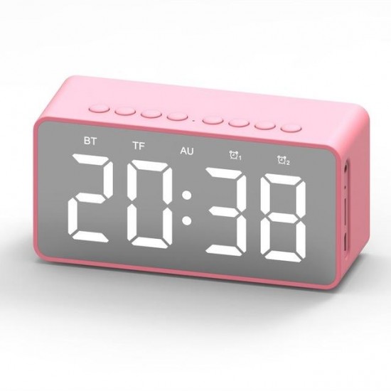 BT506 Wireless LED Display Mini Mirror Screen Alarm Clock bluetooth Speaker Music Player Loudspeaker