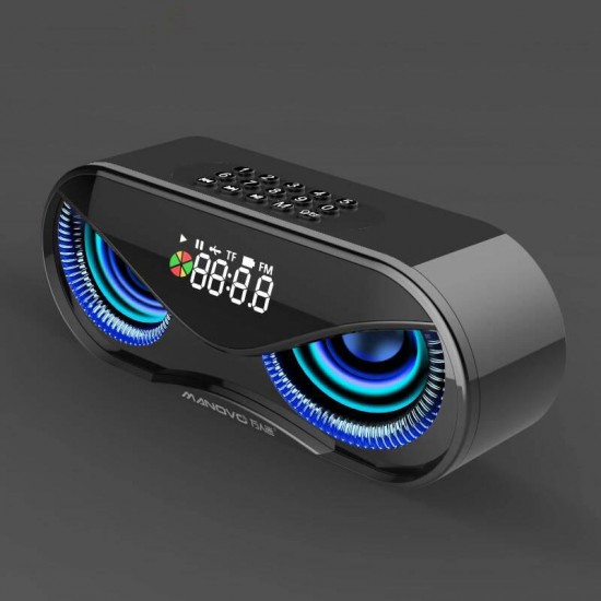 10W Creative Wireless bluetooth 5.0 Speaker Dual Units LED Display Alarm Clock FM Radio TF Card Stereo Speaker with Mic