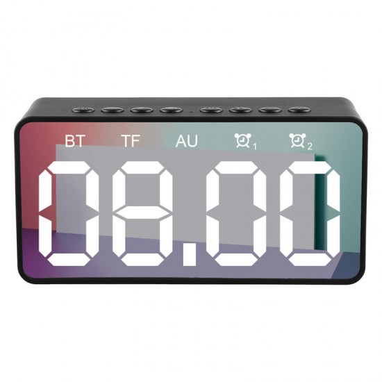 BT506 Wireless bluetooth 5.0 Speaker LED Display Dual Alarm Clock TF Card 4D Bass Stereo Speaker with Mic