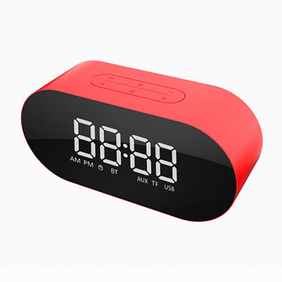 P1 Portable Wireless bluetooth Speaker LED Display Mirror Alarm Clock Subwoofer with Mic