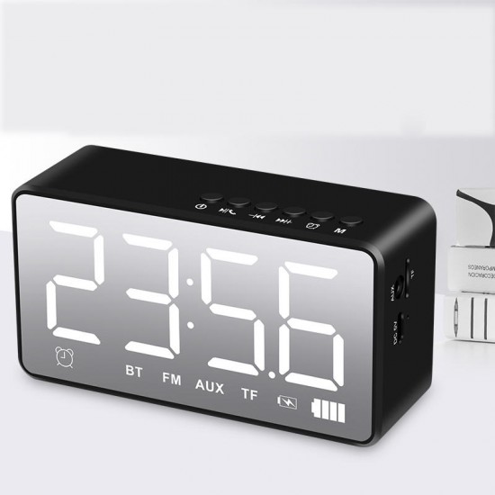 Q31 Wireless bluetooth 5.0 Speaker LED Display Dual Alarm Clock FM Radio TF Card Stereo Speaker with Mic