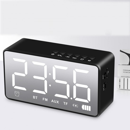 Q31 bluetooth Wireless Speaker 3.5mm AUX Jack Mirror LED Digital Display FM Radio Speaker Alarm Clock Player