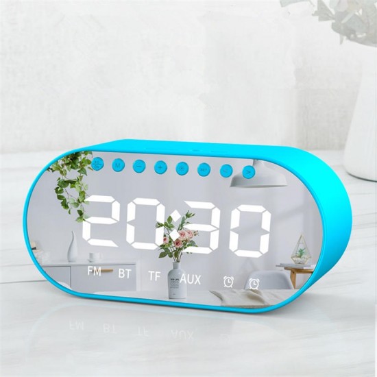 T1 Wireless bluetooth Speaker Dual Drivers Dual Alarm Clock LED Display FM Radio TF Card Heavy Bass Stereo Speaker with Mic