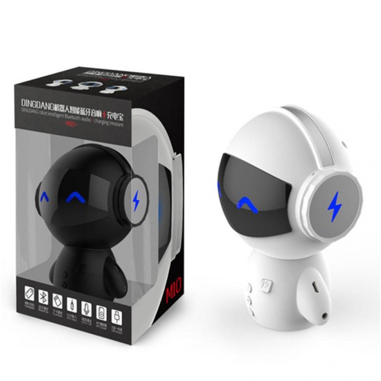 Robot Portable Stereo Noise Cancelling Power Bank TF Card Wireless bluetooth Speaker with Mic