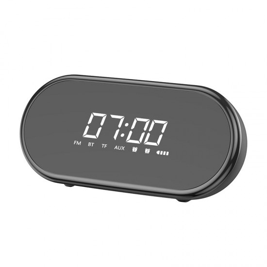 E09 Wireless bluetooth Speaker HiFi Dual Units Dual Alarm Clock LED Display Light FM Radio TF Card Speaker with Mic