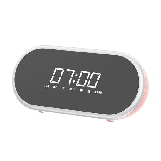 E09 Wireless bluetooth Speaker HiFi Dual Units Dual Alarm Clock LED Display Light FM Radio TF Card Speaker with Mic