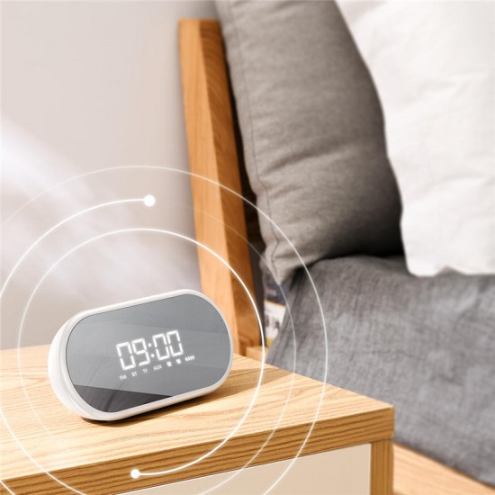 E09 Wireless bluetooth Speaker HiFi Dual Units Dual Alarm Clock LED Display Light FM Radio TF Card Speaker with Mic