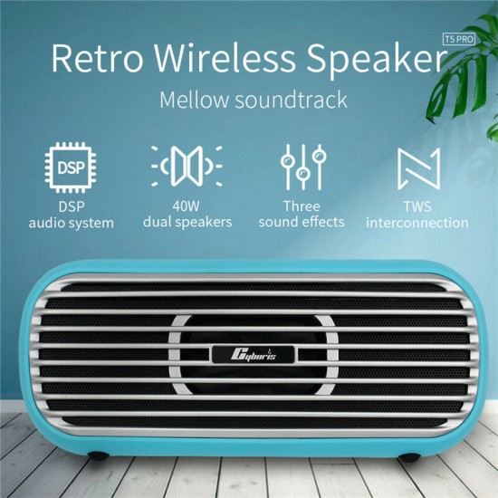 2020 New bluetooth Speaker Retro And Fashion Three Sound Effects 40W Subwoofer Portable Double Horn Card TWS DSP Audio Speaker