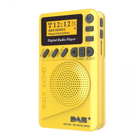 DAB+ Digital FM 174–240MHz Radio LCD Display SD Card Speaker Music MP3 Player Loudspeaker