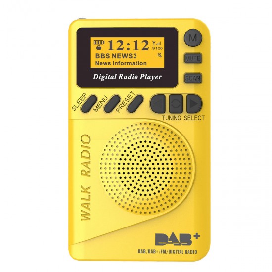 DAB+ Digital FM 174–240MHz Radio LCD Display SD Card Speaker Music MP3 Player Loudspeaker